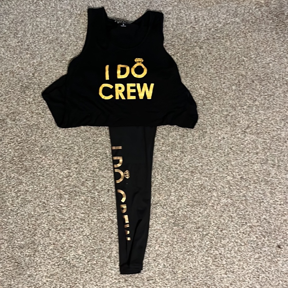 Bridal Boutique by LDLA - I Do Crew black tank top and matching leggings